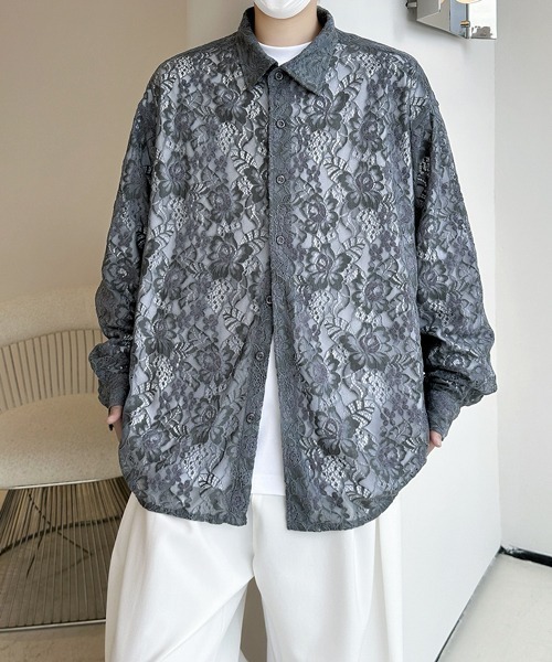 neos(ネオス)の「【FVLMEN】flower lace longsleeve shirt/フラワー レース ロングスリーブ シャツ(シャツ/ブラウス・メンズ・ブラック/グレー/ブルー/ホワイト・FREE)」の15枚目の写真