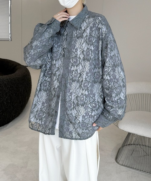 neos(ネオス)の「【FVLMEN】flower lace longsleeve shirt/フラワー レース ロングスリーブ シャツ(シャツ/ブラウス・メンズ・ブラック/グレー/ブルー/ホワイト・FREE)」の18枚目の写真