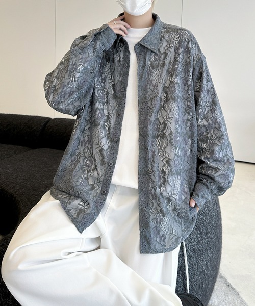 neos(ネオス)の「【FVLMEN】flower lace longsleeve shirt/フラワー レース ロングスリーブ シャツ(シャツ/ブラウス・メンズ・ブラック/グレー/ブルー/ホワイト・FREE)」の20枚目の写真