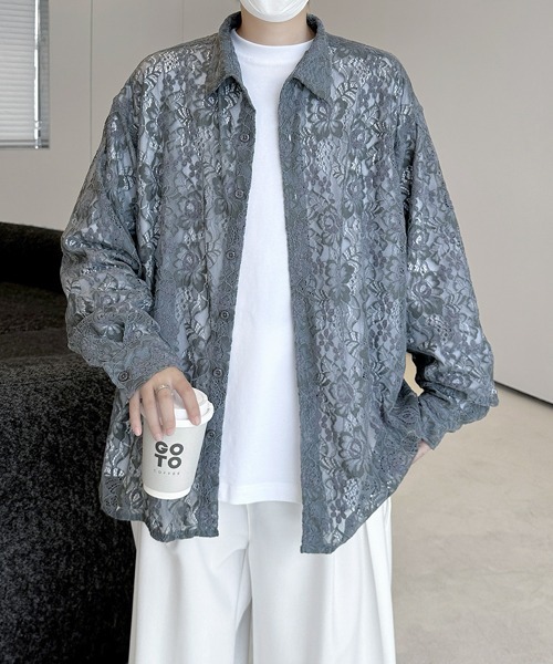 neos(ネオス)の「【FVLMEN】flower lace longsleeve shirt/フラワー レース ロングスリーブ シャツ(シャツ/ブラウス・メンズ・ブラック/グレー/ブルー/ホワイト・FREE)」の22枚目の写真