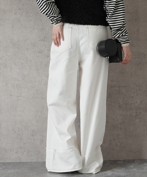 SELECT LEVERY(セレクトリベリー)の「ヴィンテージ風ワイドパンツ(デニムパンツ・レディース・ライトブルー/ホワイト・SMALL/MEDIUM/LARGE/X-LARGE)」の4枚目の写真