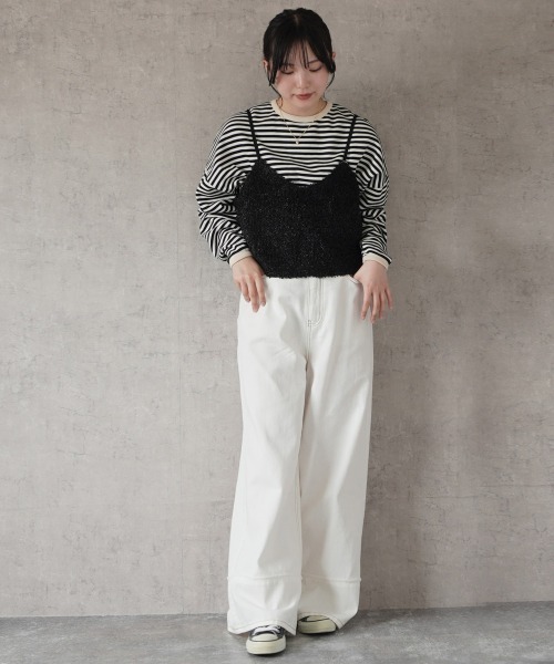 SELECT LEVERY(セレクトリベリー)の「ヴィンテージ風ワイドパンツ(デニムパンツ・レディース・ライトブルー/ホワイト・SMALL/MEDIUM/LARGE/X-LARGE)」の5枚目の写真