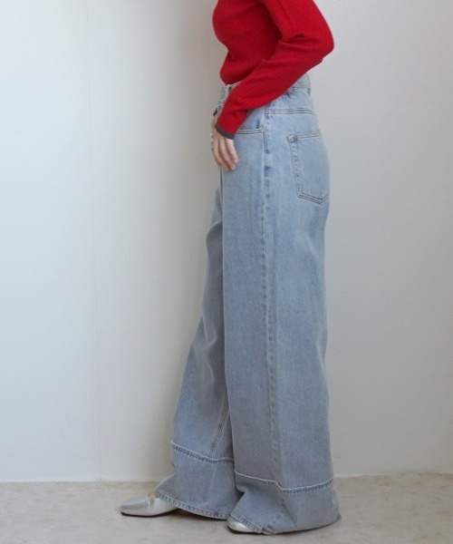 SELECT LEVERY(セレクトリベリー)の「ヴィンテージ風ワイドパンツ(デニムパンツ・レディース・ライトブルー/ホワイト・SMALL/MEDIUM/LARGE/X-LARGE)」の6枚目の写真
