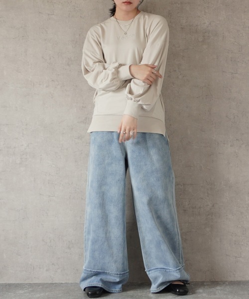 SELECT LEVERY(セレクトリベリー)の「ヴィンテージ風ワイドパンツ(デニムパンツ・レディース・ライトブルー/ホワイト・SMALL/MEDIUM/LARGE/X-LARGE)」の9枚目の写真