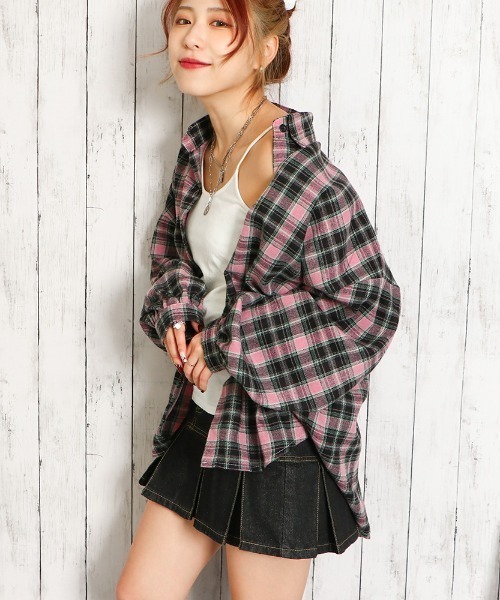 GORGE（ゴージ）の「チェックシャツ（シャツ/ブラウス・レディース・ブラウン/ピンク/ブルー/ブラック×ホワイト・F）」の4枚目の写真