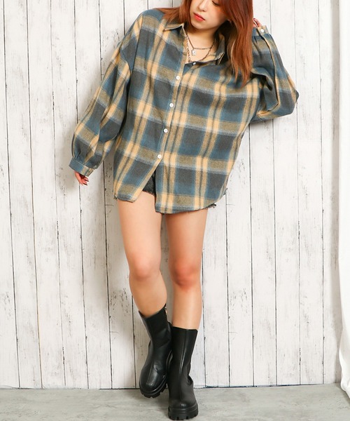 GORGE（ゴージ）の「チェックシャツ（シャツ/ブラウス・レディース・ブラウン/ピンク/ブルー/ブラック×ホワイト・F）」の7枚目の写真