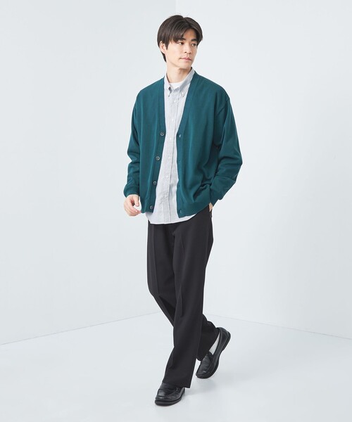 green label relaxing（グリーンレーベルリラクシング）の「ハイツイスト コットン テンジク Vネック カーディガン（カーディガン/ボレロ・メンズ・ライトグレー/ターコイズブルー/ブラック・S/XL/L/M）」の10枚目の写真