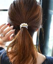 Phoebe | パールラインコンビヘアブレス　グレー(ヘアゴム)