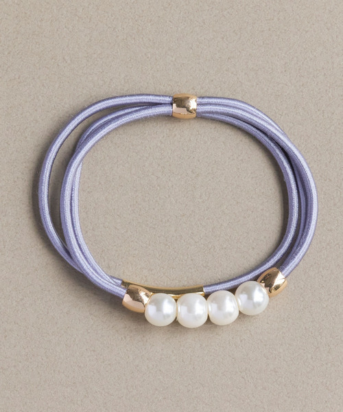 Phoebe(フィービィー)の「パールラインコンビヘアブレス グレー(ヘアゴム・レディース・グレー・FREE)」の2枚目の写真