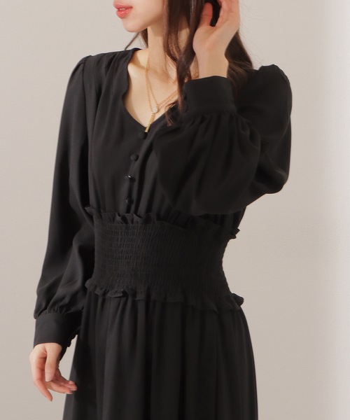 Lace Ladies(レースレディース)の「Vネック ウエスト シャーリング マキシ ワンピース(ワンピース・レディース・アイボリー/グレー/ブラック・FREE/S)」の19枚目の写真