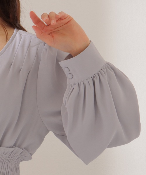 Lace Ladies(レースレディース)の「Vネック ウエスト シャーリング マキシ ワンピース(ワンピース・レディース・アイボリー/グレー/ブラック・FREE/S)」の12枚目の写真