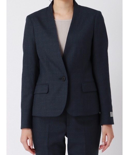 SUIT SQUARE（スーツスクエア）の「ジャケット Vカラー ウォッシャブル ストレッチ マイクロチェック セットアップ（スーツジャケット・レディース・ネイビー・38(9号)/36(7号)/34(5号)/40(11号)/42(13号)）」の8枚目の写真