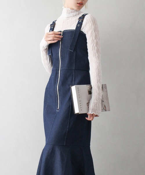 美品✨エムズグレイシー ジャンパースカート ワンピース デニム カメリアジップ デニムワンピース | msgracy