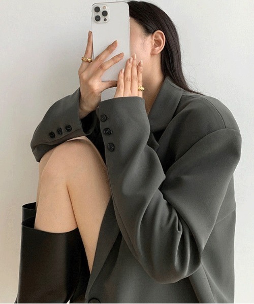 WEGO（ウィゴー）の「WEGO/【定番シルエット】ミドル丈テーラードジャケット（テーラードジャケット・レディース・グレー/ブラック・MEDIUM/LARGE/SMALL）」の10枚目の写真