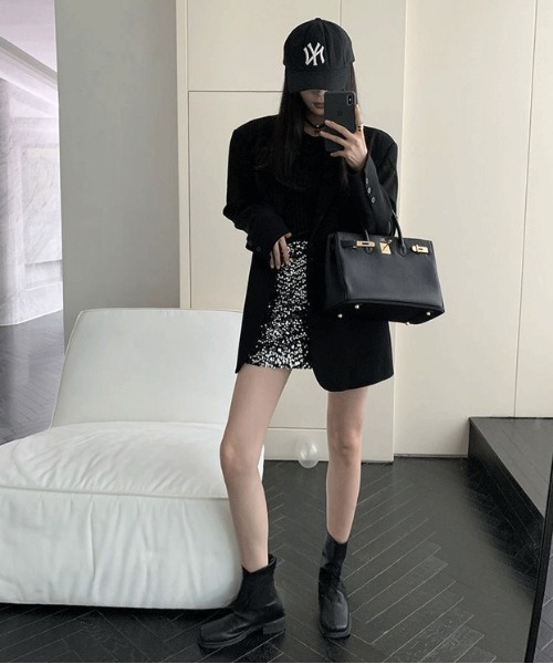 WEGO（ウィゴー）の「WEGO/【定番シルエット】ミドル丈テーラードジャケット（テーラードジャケット・レディース・グレー/ブラック・MEDIUM/LARGE/SMALL）」の13枚目の写真