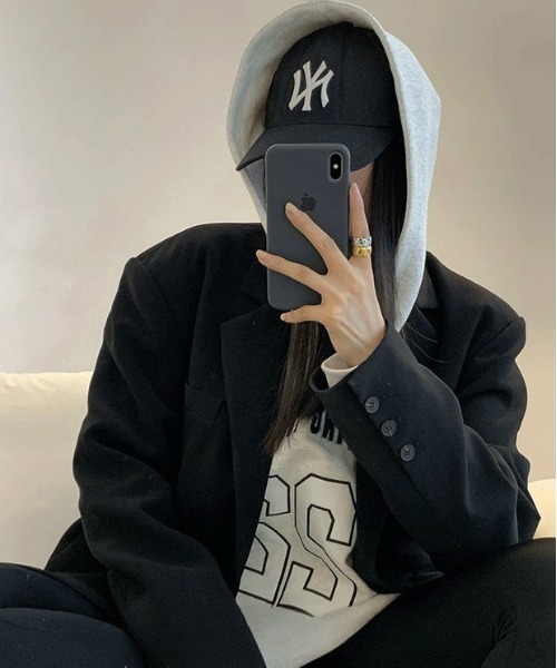 WEGO（ウィゴー）の「WEGO/【定番シルエット】ミドル丈テーラードジャケット（テーラードジャケット・レディース・グレー/ブラック・MEDIUM/LARGE/SMALL）」の15枚目の写真