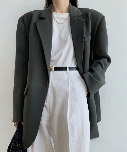 WEGO（ウィゴー）の「WEGO/【定番シルエット】ミドル丈テーラードジャケット（テーラードジャケット・レディース・グレー/ブラック・MEDIUM/LARGE/SMALL）」の14枚目の写真