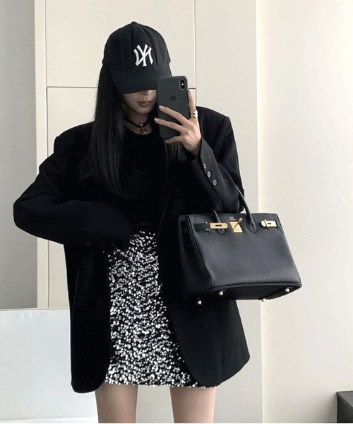 WEGO（ウィゴー）の「WEGO/【定番シルエット】ミドル丈テーラードジャケット（テーラードジャケット・レディース・グレー/ブラック・MEDIUM/LARGE/SMALL）」の7枚目の写真