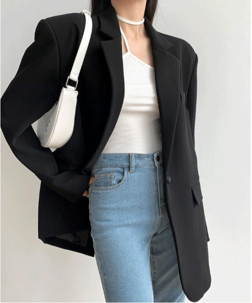 WEGO（ウィゴー）の「WEGO/【定番シルエット】ミドル丈テーラードジャケット（テーラードジャケット・レディース・グレー/ブラック・MEDIUM/LARGE/SMALL）」の16枚目の写真