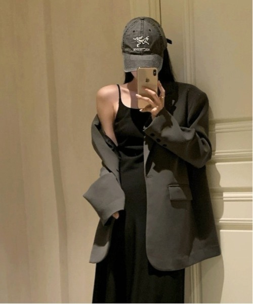 WEGO（ウィゴー）の「WEGO/【定番シルエット】ミドル丈テーラードジャケット（テーラードジャケット・レディース・グレー/ブラック・MEDIUM/LARGE/SMALL）」の6枚目の写真