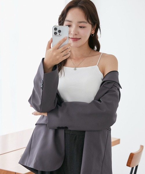 WEGO（ウィゴー）の「WEGO/【定番シルエット】ミドル丈テーラードジャケット（テーラードジャケット・レディース・グレー/ブラック・MEDIUM/LARGE/SMALL）」の19枚目の写真