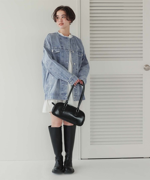 titivate（ティティベイト）の「ノーカラーデニムジャケット（デニムジャケット・レディース・アイボリー/ライトブルー・S/M/L）」の9枚目の写真