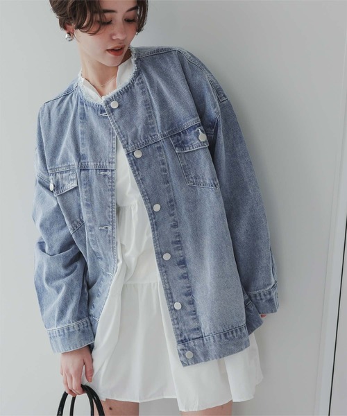 titivate（ティティベイト）の「ノーカラーデニムジャケット（デニムジャケット・レディース・アイボリー/ライトブルー・S/M/L）」の13枚目の写真