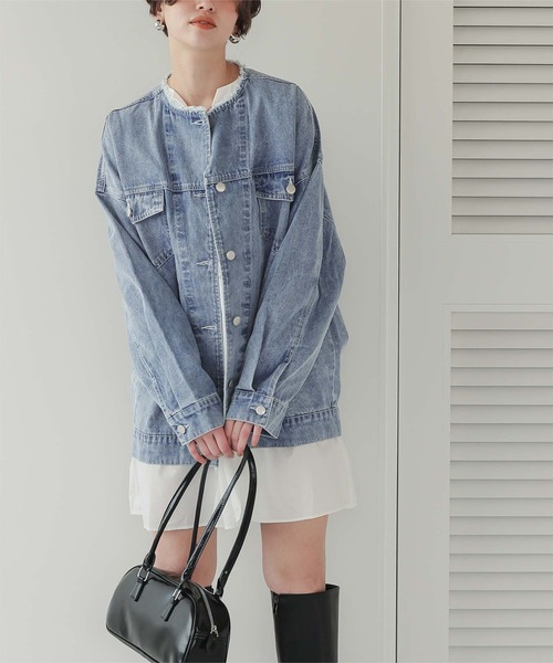 titivate（ティティベイト）の「ノーカラーデニムジャケット（デニムジャケット・レディース・アイボリー/ライトブルー・S/M/L）」の15枚目の写真