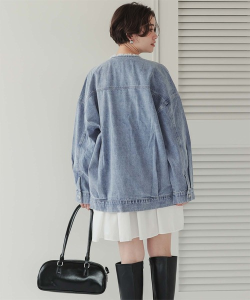 titivate（ティティベイト）の「ノーカラーデニムジャケット（デニムジャケット・レディース・アイボリー/ライトブルー・S/M/L）」の16枚目の写真