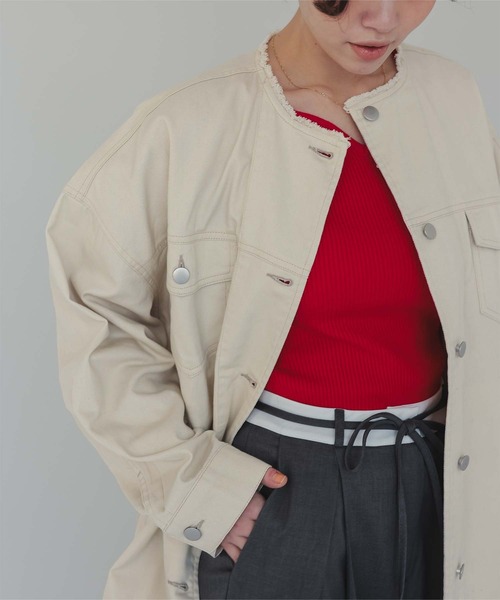 titivate（ティティベイト）の「ノーカラーデニムジャケット（デニムジャケット・レディース・アイボリー/ライトブルー・S/M/L）」の7枚目の写真