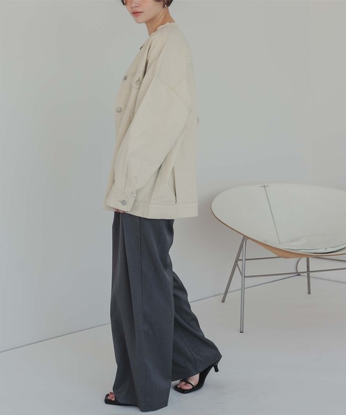 titivate（ティティベイト）の「ノーカラーデニムジャケット（デニムジャケット・レディース・アイボリー/ライトブルー・S/M/L）」の8枚目の写真