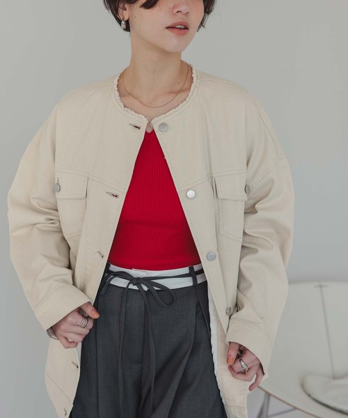 titivate（ティティベイト）の「ノーカラーデニムジャケット（デニムジャケット・レディース・アイボリー/ライトブルー・S/M/L）」の20枚目の写真