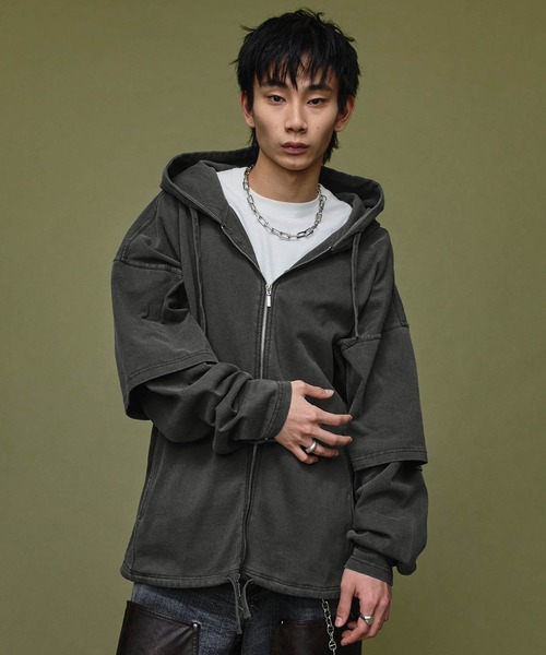 パーカー・フーディ IONSEOUL 2 Low Love Pigment Hood T (2color) セール】Pigment Heavyweight Double Slider 2way Hoodie