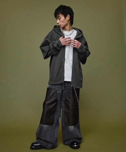 Nebula Fusion（ネビュラフュージョン）の「Pigment Heavyweight Double Slider 2way Hoodie / ピグメントヘビーウェイトダブルスライダー2wayパーカーフーディ（パーカー・メンズ・ブラック/グレー・L/M）」の15枚目の写真