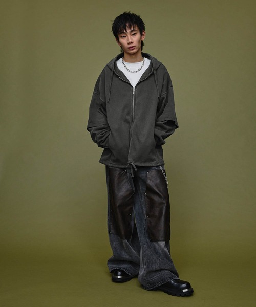 Nebula Fusion（ネビュラフュージョン）の「Pigment Heavyweight Double Slider 2way Hoodie / ピグメントヘビーウェイトダブルスライダー2wayパーカーフーディ（パーカー・メンズ・ブラック/グレー・L/M）」の17枚目の写真