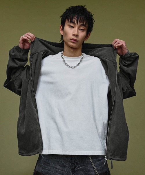 Nebula Fusion（ネビュラフュージョン）の「Pigment Heavyweight Double Slider 2way Hoodie / ピグメントヘビーウェイトダブルスライダー2wayパーカーフーディ（パーカー・メンズ・ブラック/グレー・L/M）」の22枚目の写真