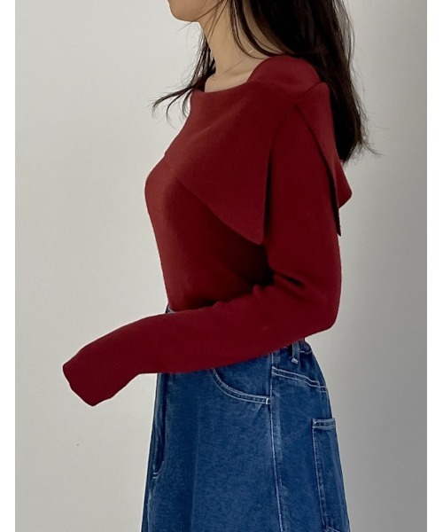 GLOWNY オフショルダー アシンメトリーニット オートミール 001_79116a68-6a5a-4c6e-96dc-