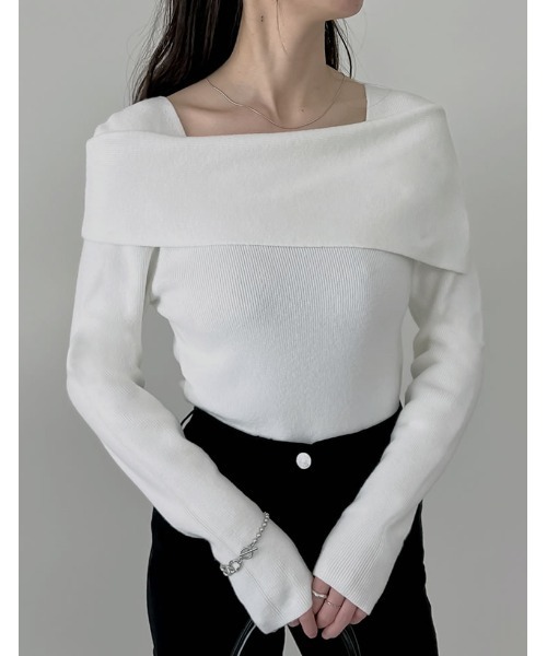 Andequal グリッターリブニット オフショルダー Andequal グリッター