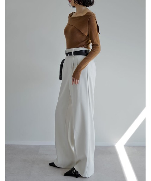 Re:EDIT（リエディ）の「[ブラ紐隠し]アシンメトリーオフショルダーリブニットトップス（ニット/セーター・レディース・ホワイト/レッド/グレー/ブラック/ネイビー/キャメル/ブルー・MEDIUM/LARGE）」の19枚目の写真