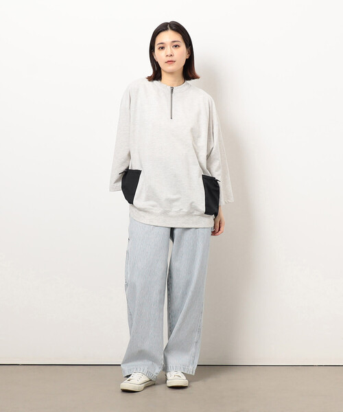 Purple&Yellow(パープルアンドイエロー)の「布帛ポケットハーフジッププルオーバー(Tシャツ/カットソー・メンズ・オートミール/グリーン/ブラック・SMALL/MEDIUM/LARGE)」の8枚目の写真