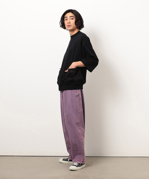 Purple&Yellow(パープルアンドイエロー)の「布帛ポケットハーフジッププルオーバー(Tシャツ/カットソー・メンズ・オートミール/グリーン/ブラック・SMALL/MEDIUM/LARGE)」の10枚目の写真