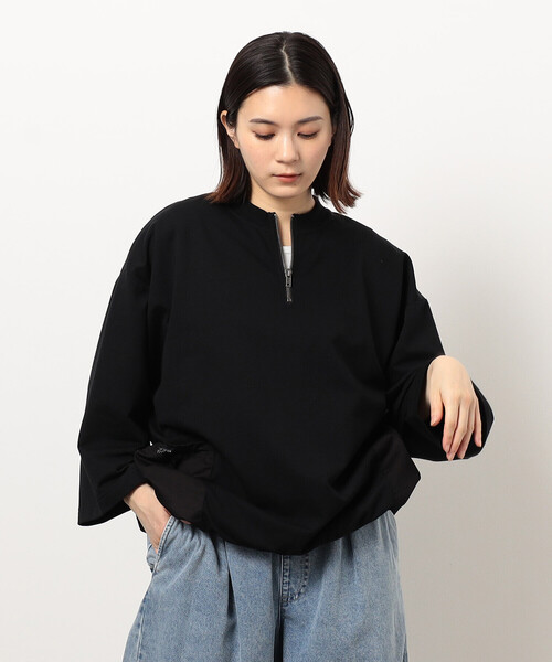 Purple&Yellow(パープルアンドイエロー)の「布帛ポケットハーフジッププルオーバー(Tシャツ/カットソー・メンズ・オートミール/グリーン/ブラック・SMALL/MEDIUM/LARGE)」の15枚目の写真