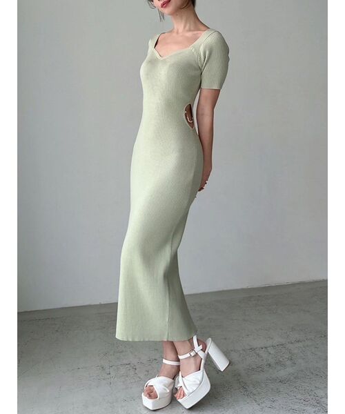 RESEXXY（リゼクシー）の「サイドチャームリブニットワンピース（ワンピース・レディース・ミント/オレンジ/ピンク/ブラック・FREE）」の3枚目の写真