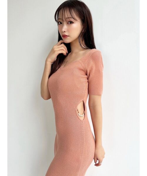 RESEXXY（リゼクシー）の「サイドチャームリブニットワンピース（ワンピース・レディース・ミント/オレンジ/ピンク/ブラック・FREE）」の8枚目の写真