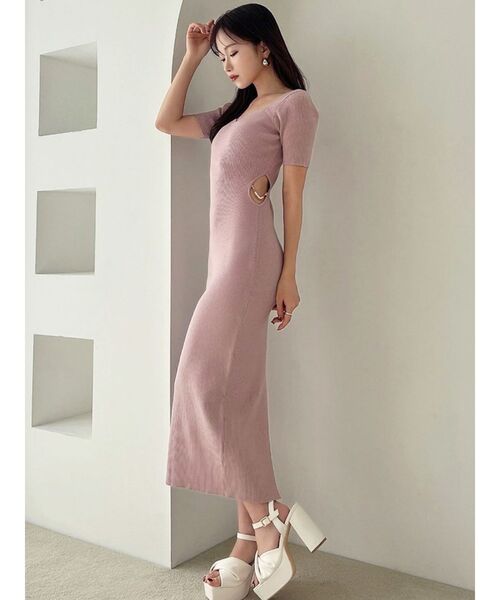 RESEXXY（リゼクシー）の「サイドチャームリブニットワンピース（ワンピース・レディース・ミント/オレンジ/ピンク/ブラック・FREE）」の9枚目の写真