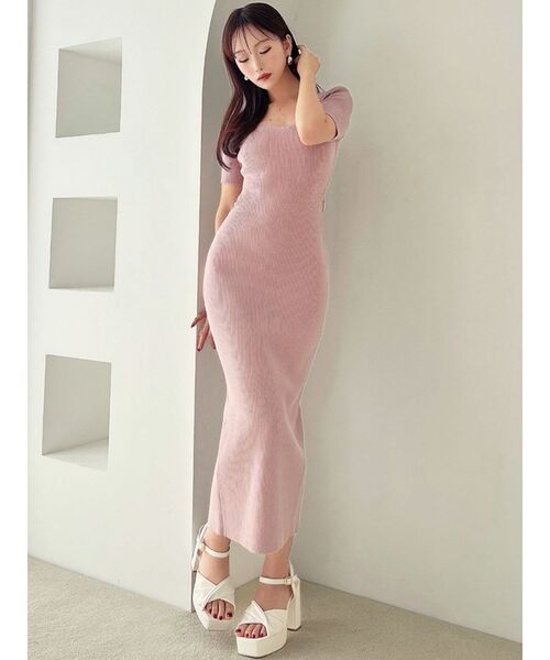 RESEXXY（リゼクシー）の「サイドチャームリブニットワンピース（ワンピース・レディース・ミント/オレンジ/ピンク/ブラック・FREE）」の12枚目の写真