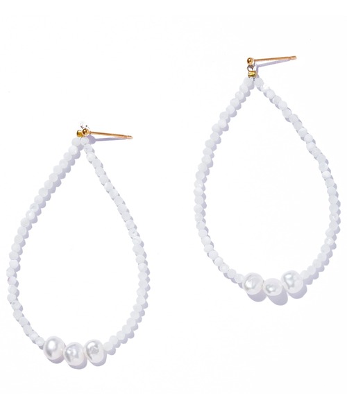 les bonbon（ルボンボン）の「【les bonbon】reflect oval pierce/リフレクト オーバル ピアス（ピアス（両耳用）・レディース・ホワイト・FREE）」の2枚目の写真