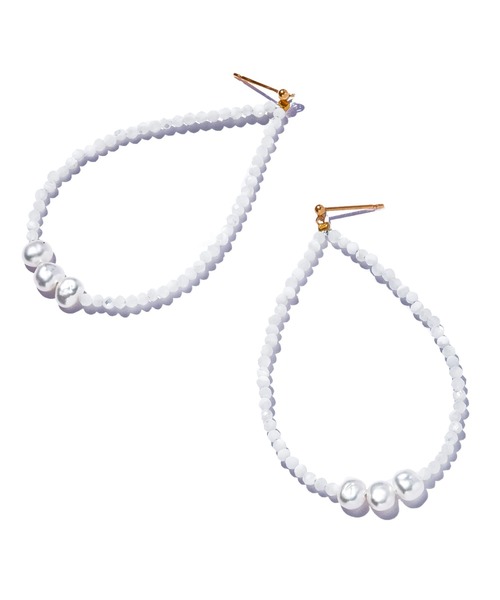 les bonbon（ルボンボン）の「【les bonbon】reflect oval pierce/リフレクト オーバル ピアス（ピアス（両耳用）・レディース・ホワイト・FREE）」の3枚目の写真