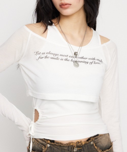 セール】LETTERING SHEER 2PIECE トップス（Tシャツ/カットソー