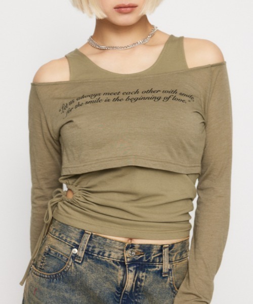 セール】LETTERING SHEER 2PIECE トップス（Tシャツ/カットソー